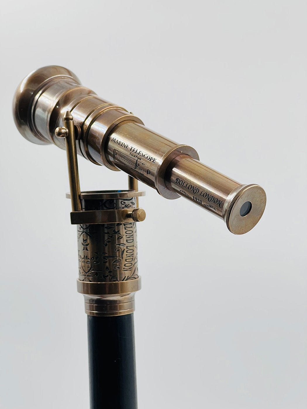 BRASS TELESCOPE & COMPASS HANDLE WALKING STICK