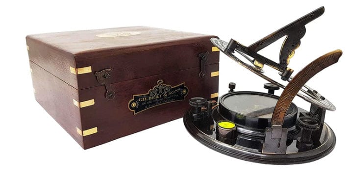 GILBERT & SON'S VINTAGE SUNDIAL COMPASS IN ROSEWOOD CASE