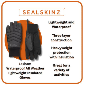 Mens & Ladies Waterproof All Weather Lightweight Insulated Thermal Gloves