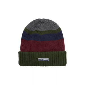 Unisex Waterproof Thermal Roll Cuff Striped Beanie Hat