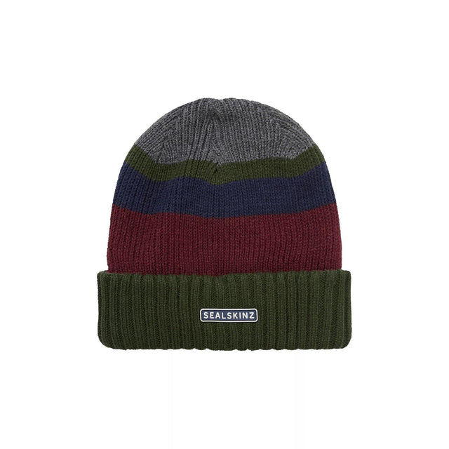 Unisex Waterproof Thermal Roll Cuff Striped Beanie Hat