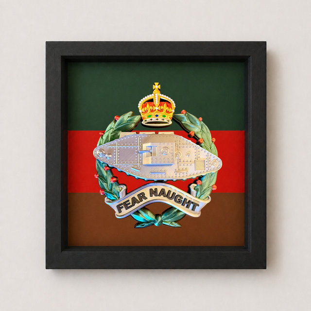 Royal Tank Regiment 3D King's Cap Badge Display Frame 