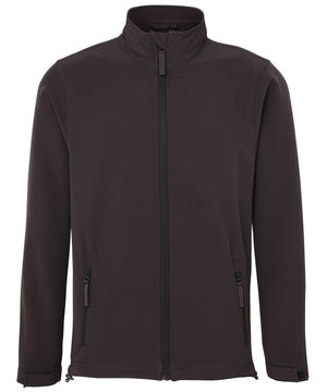 Black softshell jacket on a white background