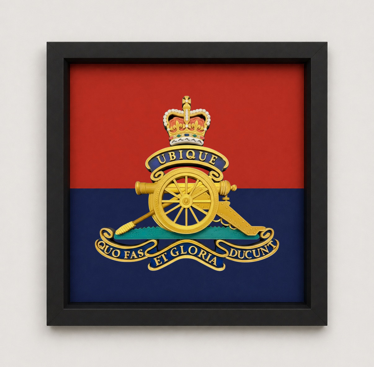 Royal Artillery Queen's Crown 3D Cap Badge Display Frame