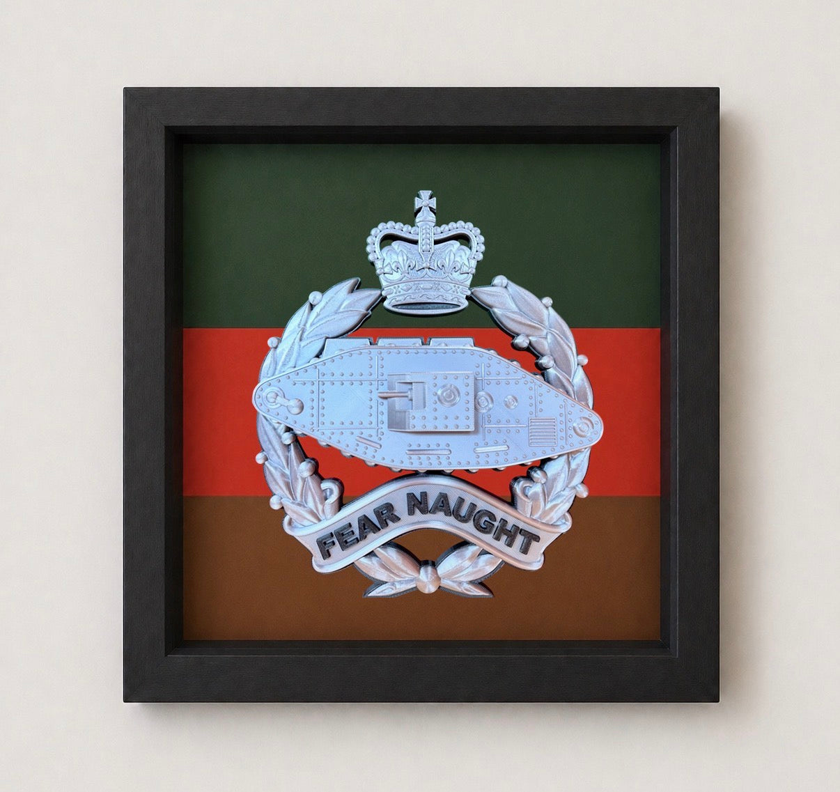 Royal Tank Regiment 3D Queen's Cap Badge Display Frame