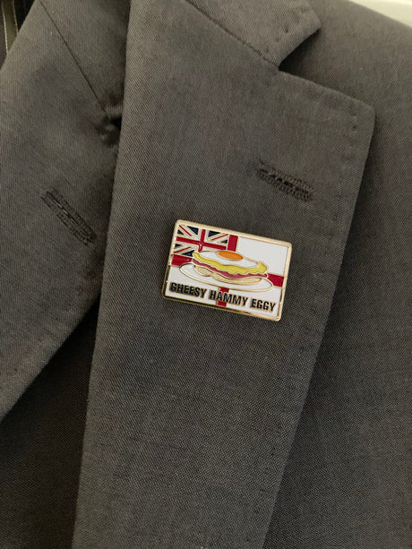 Cheesy Hammy Eggy Pin Badge Royal Navy Matelot Gift
