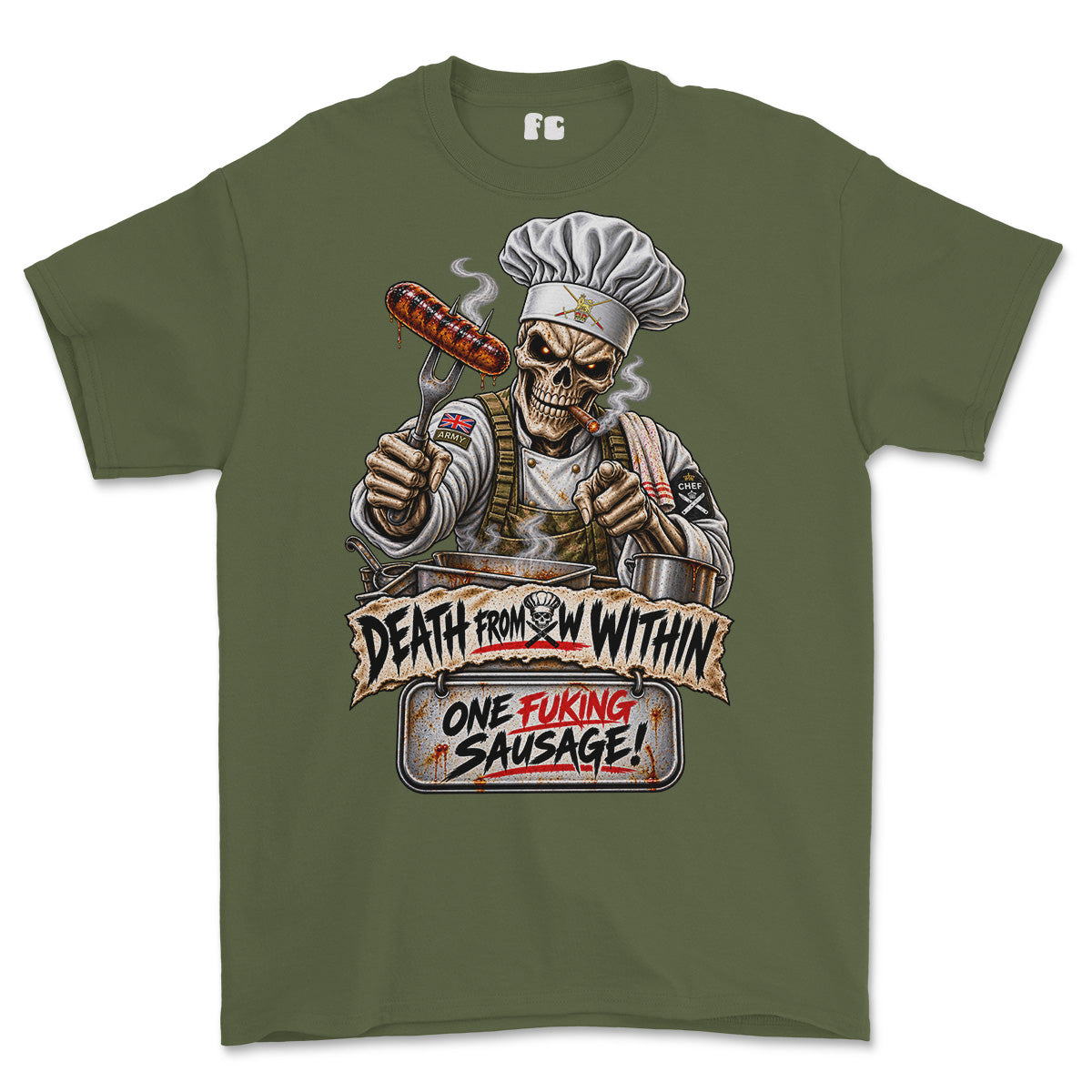 Army Chef One Sausage Rule Printed T-Shirt