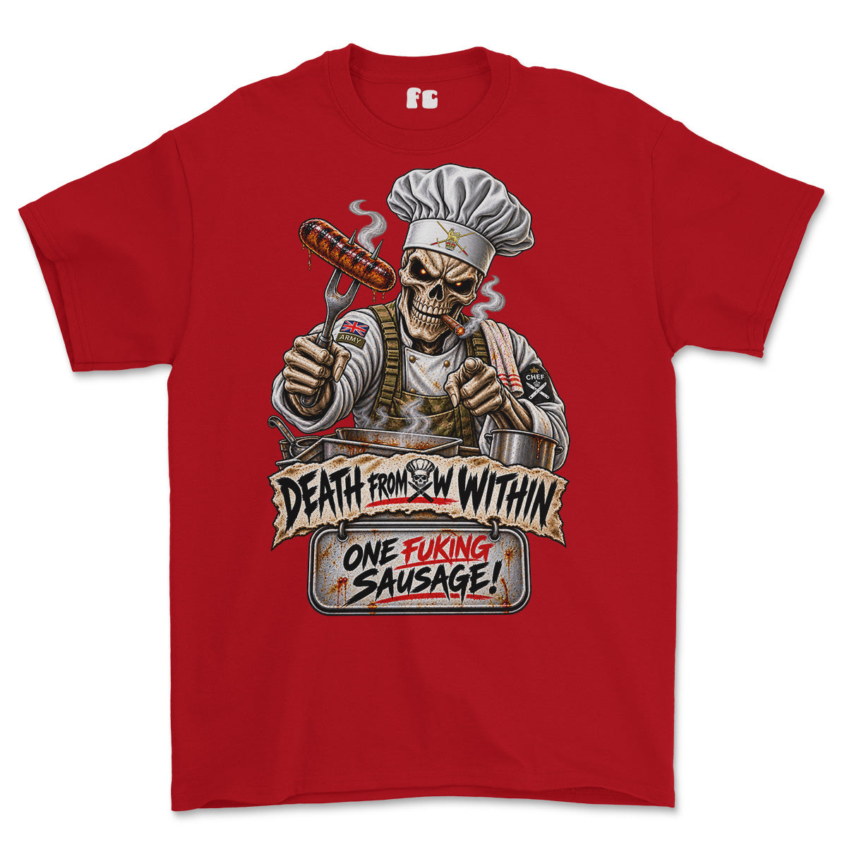 Army Chef One Sausage Rule Printed T-Shirt