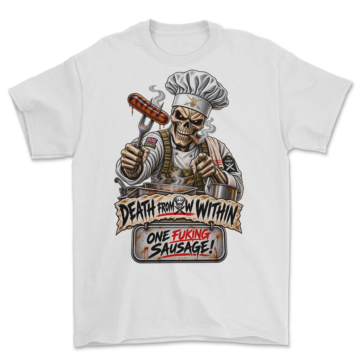 Army Chef One Sausage Rule Printed T-Shirt
