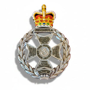 Royal Green Jackets Silver Black Coloured Crown Cap Badge | Officially Licensed