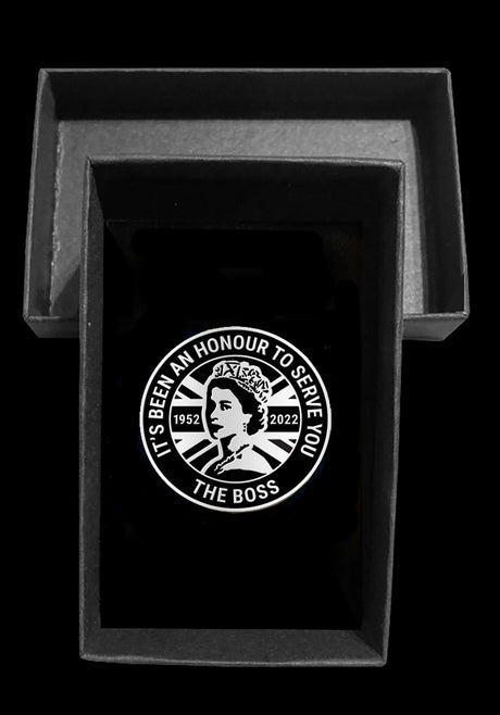 Her Majesty Queen Elizabeth II The Boss Pin Badge
