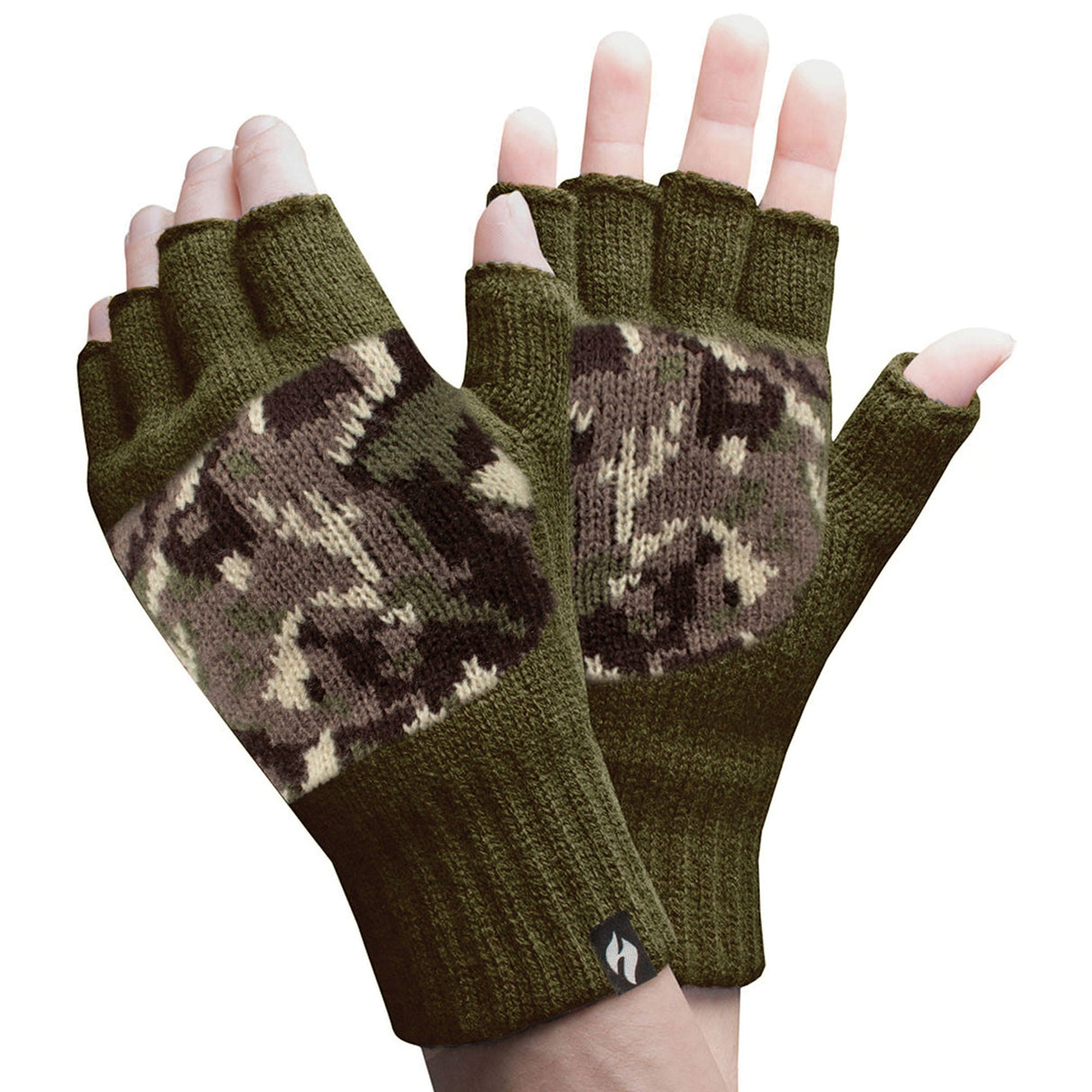 Mens Warm 3.2 TOG Fleece Lined Winter Thermal Fingerless Gloves