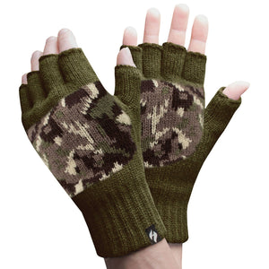 Mens Warm 3.2 TOG Fleece Lined Winter Thermal Fingerless Gloves