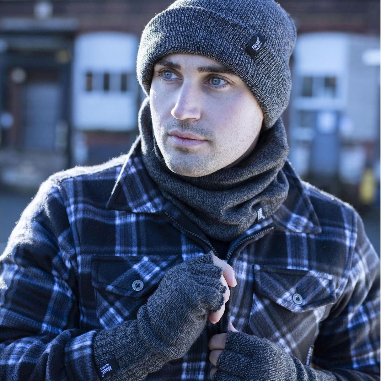 Mens Warm 3.2 TOG Fleece Lined Winter Thermal Fingerless Gloves