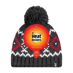 Mens Fleece Lined Thermal Winter Warm Beanie Bobble Hat with Pom Pom
