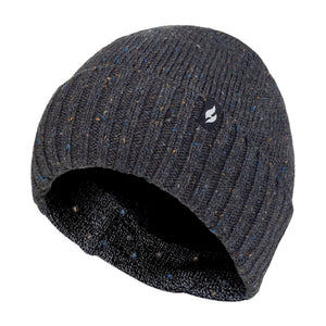 Warm Ribbed Cuff Beanie Hat for Men | Fleece Lined Chunky Winter Hat