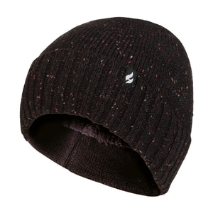 Warm Ribbed Cuff Beanie Hat for Men | Fleece Lined Chunky Winter Hat