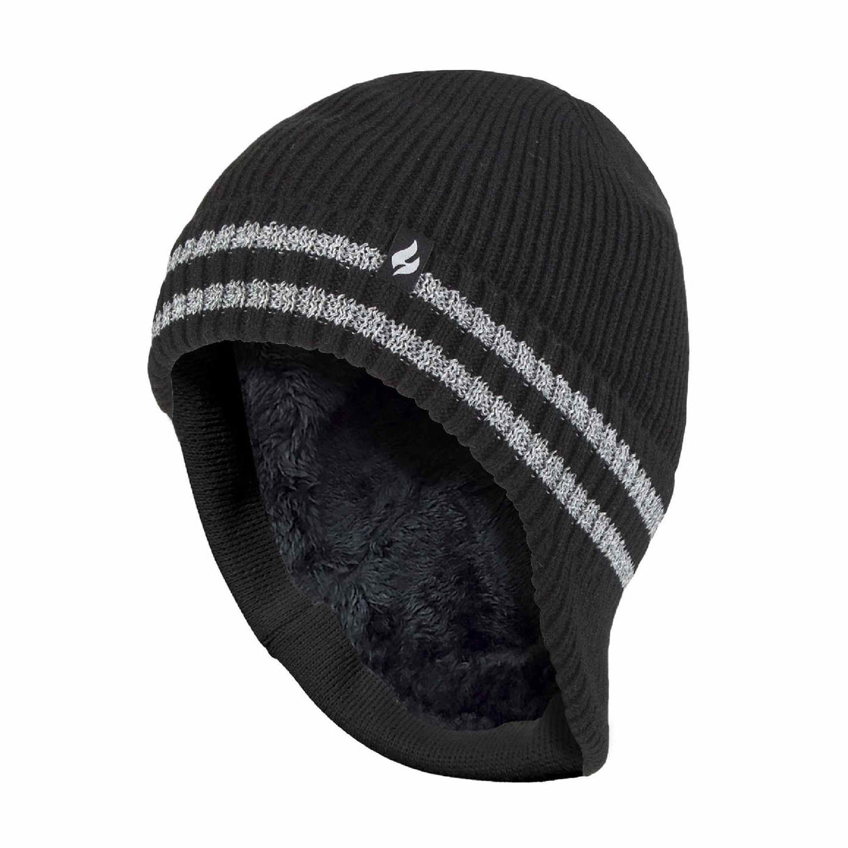 Mens Hi Vis Reflective Fleece Lined Thermal Winter Hat with Drop Neck