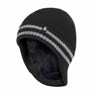 Mens Hi Vis Reflective Fleece Lined Thermal Winter Hat with Drop Neck