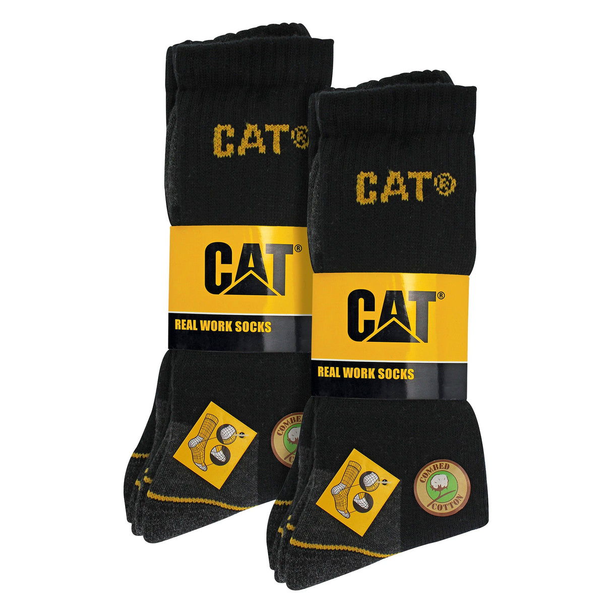 CAT 6 Pack Unisex Heavy Duty Work Socks for Steel Toe Boots