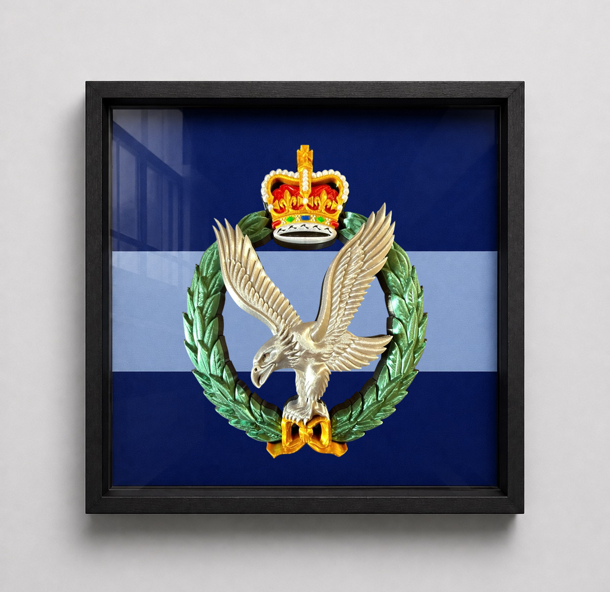 Army Air Corps Cap Badge Display Frame Queen's Crown 