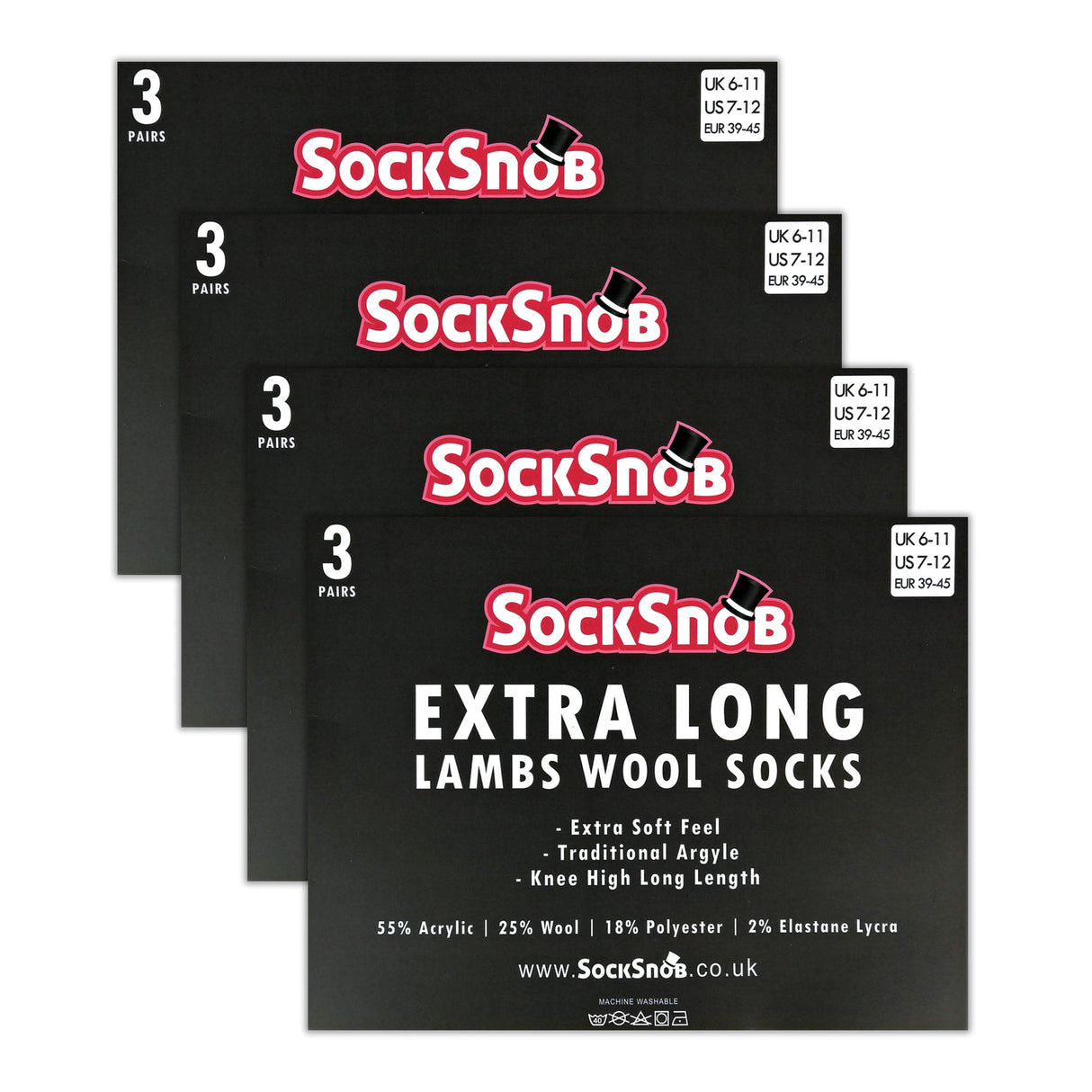 12 Pair Mens Soft Lambswool Honeycomb Top Argyle Patterned Socks