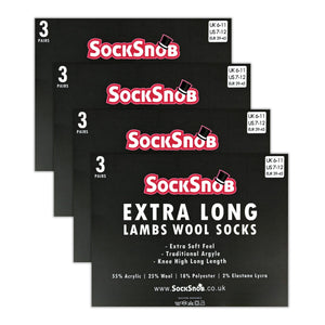 12 Pair Mens Soft Lambswool Honeycomb Top Argyle Patterned Socks