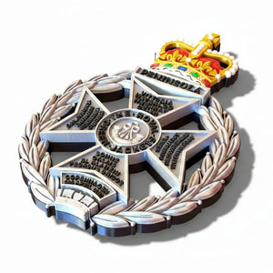 Royal Green Jackets Silver Black Coloured Crown Cap Badge | Officially Licensed