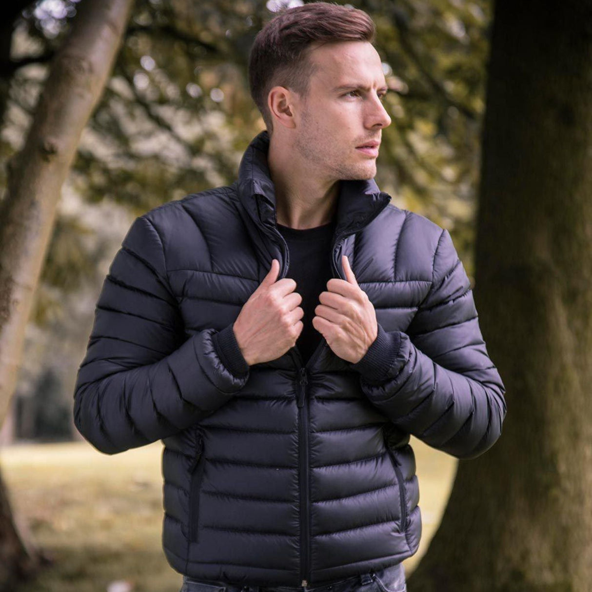 Mens Thermal Waterproof Fleece Lined Quilted Puffer Jacket