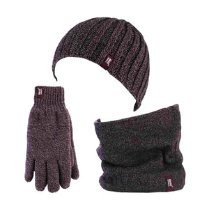 Mens Fleece Lined Thermal Hat & Gloves Set for Winter