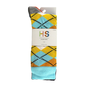 Pack of 3 Classic Argyle Patterned Mens Dress Socks Colorful Argyle Socks