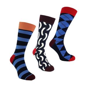 Pack of 3 Classic Argyle Patterned Mens Dress Socks Colorful Argyle Socks