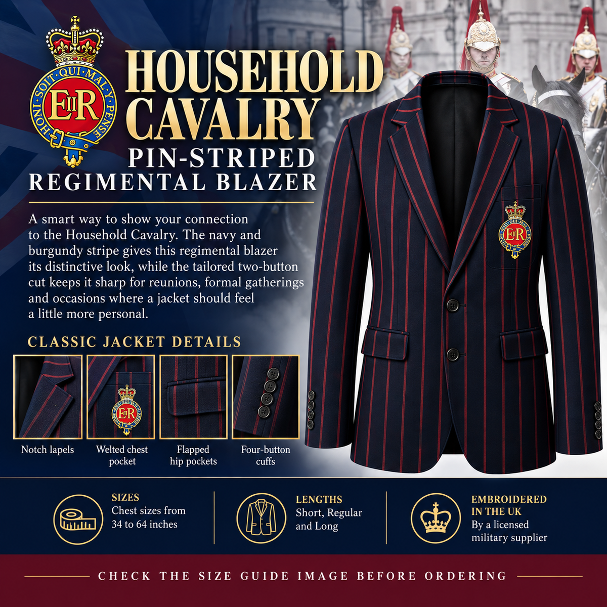 Household Cavalry Pin Stripped Regimental Blazer