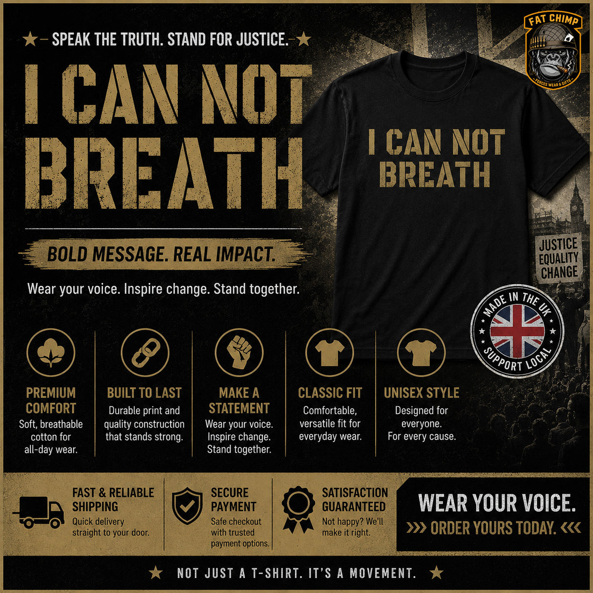 I Can Not Breath Printed T-Shirt