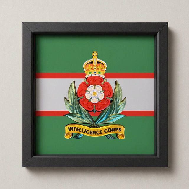 Intelligence Corps King's 3D Cap Badge Display Frame 