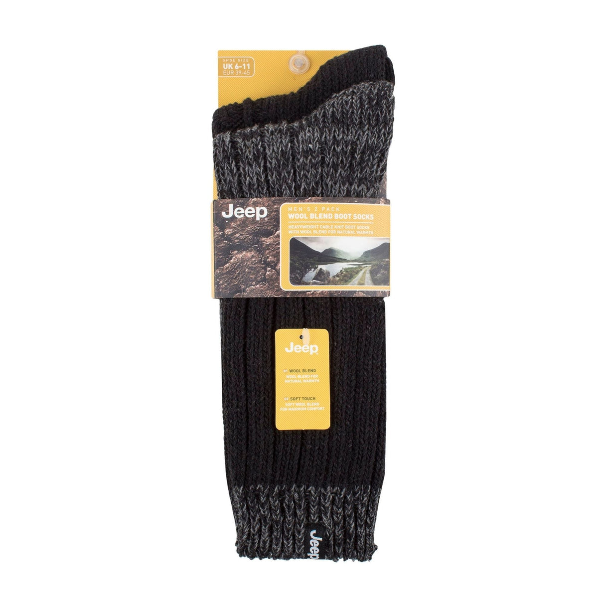 Jeep Mens Cable Knit Boots Socks
