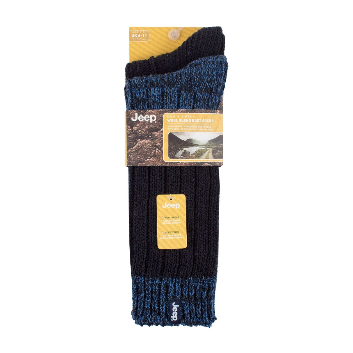 Jeep Mens Cable Knit Boots Socks
