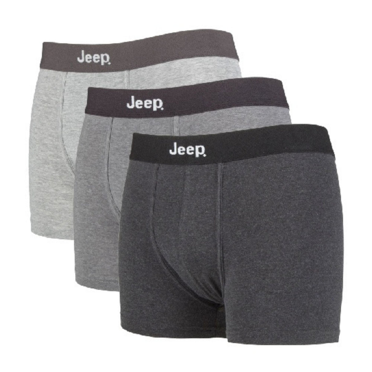 Jeep 3 Pack Mens Cotton Rich Blend Everyday Fitted Boxer Shorts