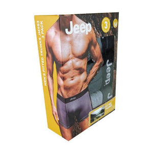Jeep 3 Pack Mens Cotton Rich Blend Everyday Fitted Boxer Shorts