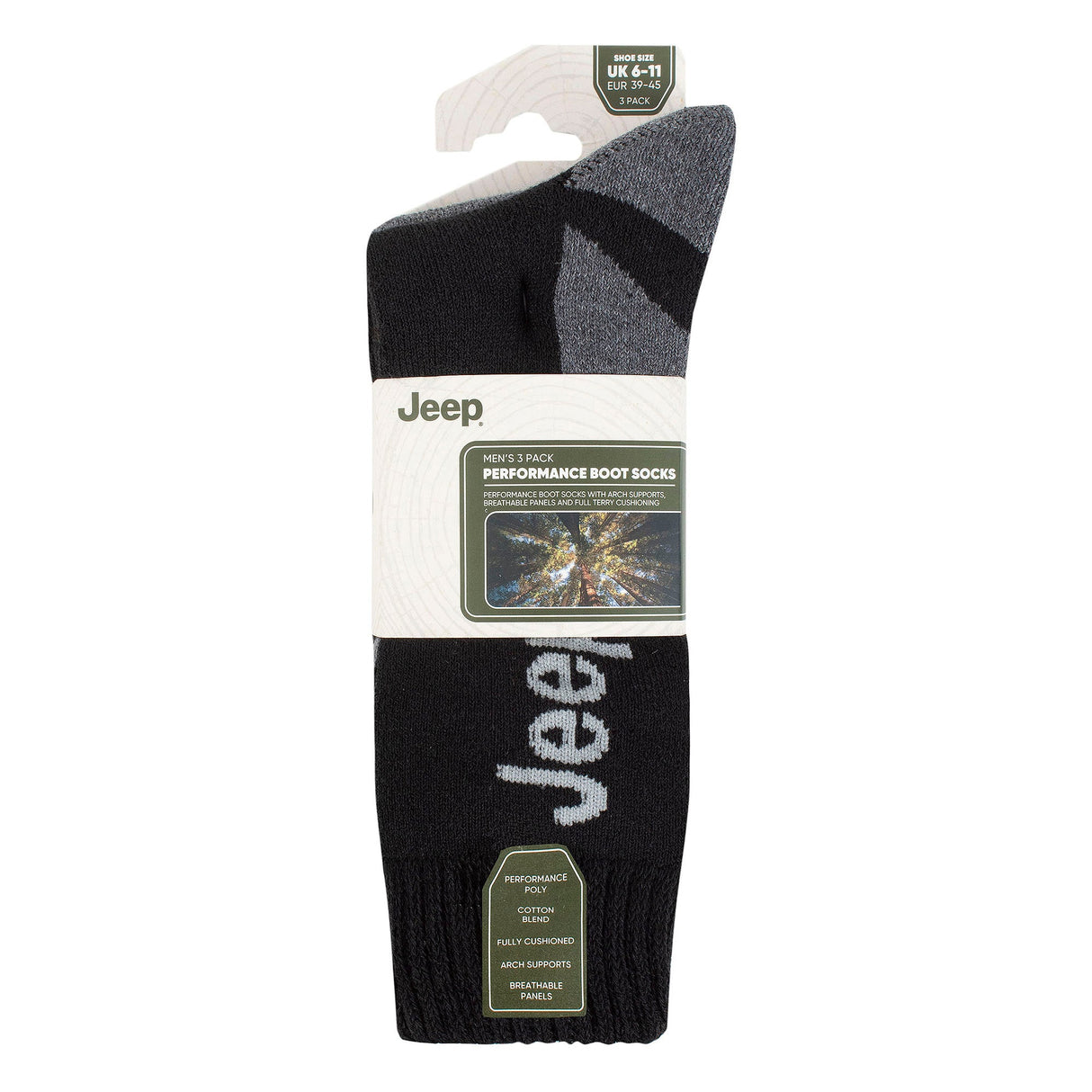 Jeep 3 Pack Mens Walking Boot Socks Performance Outdoor Socks for Hiking