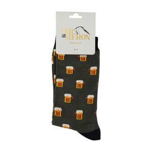 1 Pack Mens Novelty Beer Patterned Bamboo Socks