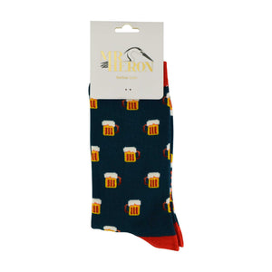1 Pack Mens Novelty Beer Patterned Bamboo Socks