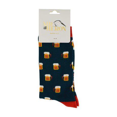 1 Pack Mens Novelty Beer Patterned Bamboo Socks