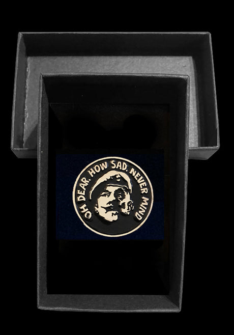 Windsor Davies pin badge Oh Dear How Sad Never Mind,  it ain't half hot mum
