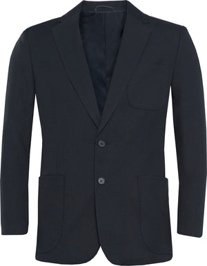 Navy blue blazer on a white background