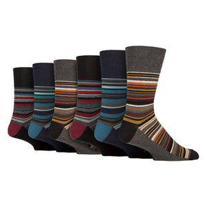 6 Pairs Mens Cotton Socks Patterned Soft Non-Binding Everyday Socks