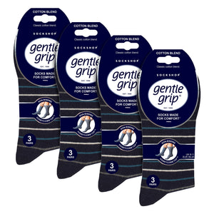 12 Pairs Mens Cotton Socks Patterned Soft Non-Binding Everyday Socks