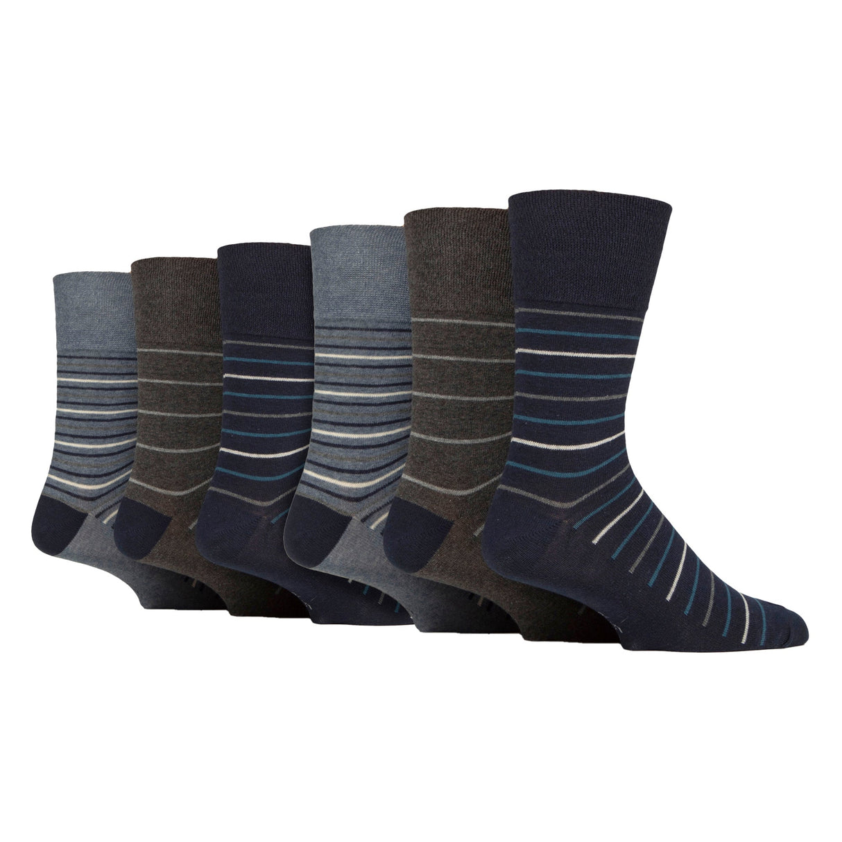 6 Pairs Mens Cotton Socks Patterned Soft Non-Binding Everyday Socks