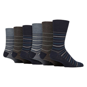 6 Pairs Mens Cotton Socks Patterned Soft Non-Binding Everyday Socks
