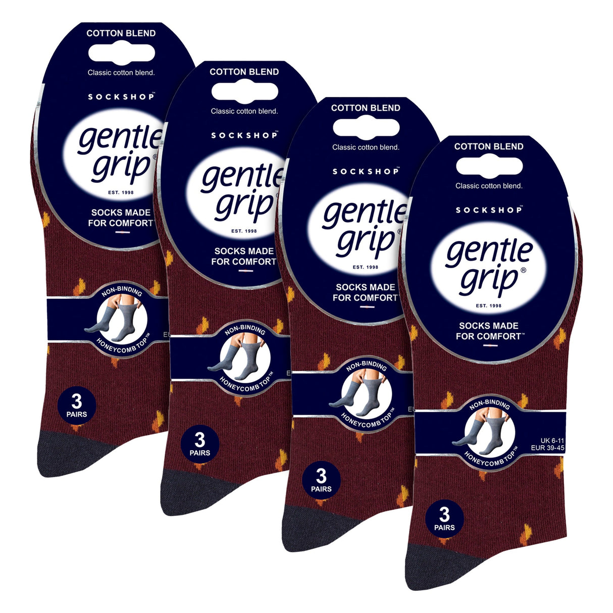 12 Pairs Mens Cotton Socks Patterned Soft Non-Binding Everyday Socks